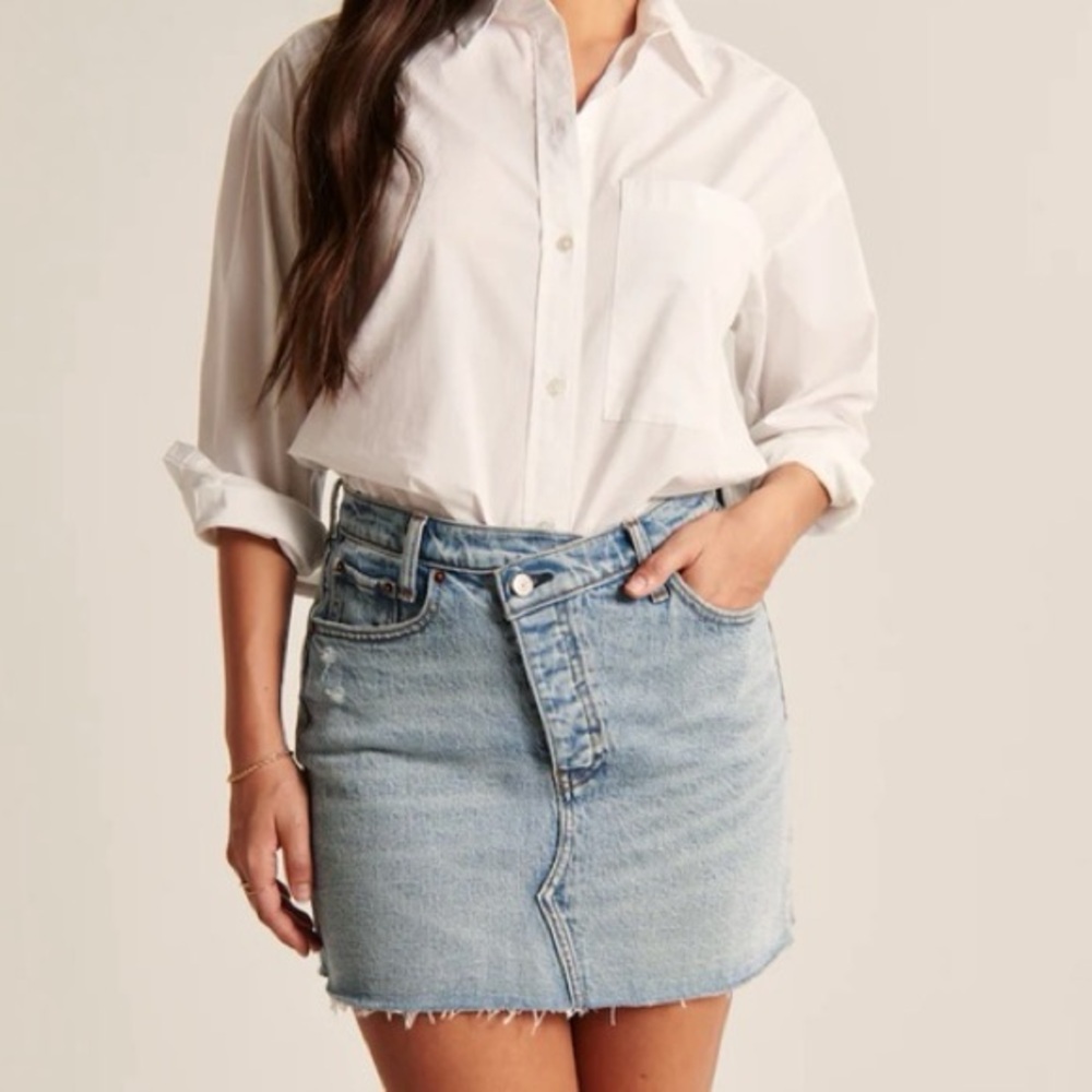 Abercrombie High Rise 90s Micro Mini Denim Skirt